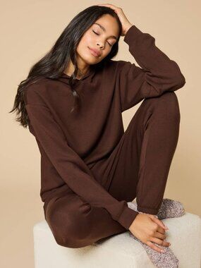 Softies Athleisure DreamTech Oversize Hoodie Lounge Set for Women Brown
